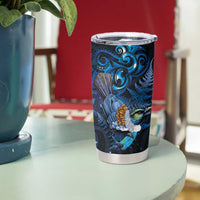 Aotearoa Matariki Tumbler Cup Maori Tribal with Silver Fern and Tui Bird Galaxy Style - Polynesian Pride