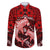 Polynesian Shark Valentine Day Family Matching Off Shoulder Maxi Dress and Hawaiian Shirt Hibiscus and Tribal Tattoo Red Style LT03 Dad's Shirt - Long Sleeve Red - Polynesian Pride