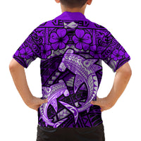 Polynesian Shark Valentine Day Family Matching Puletasi and Hawaiian Shirt Hibiscus and Tribal Tattoo Purple Style LT03 - Polynesian Pride