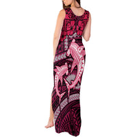 Polynesian Shark Valentine Day Tank Maxi Dress Hibiscus and Tribal Tattoo Pink Style LT03 - Polynesian Pride