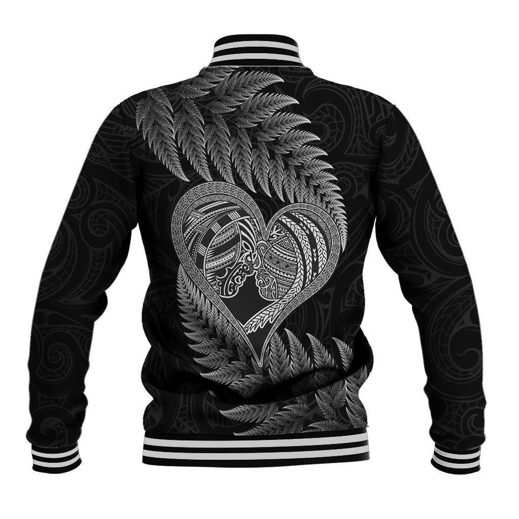 New Zealand Valentine Day Baseball Jacket Aotearoa Warrior and Woman Love Heart Maori Pattern LT03 - Polynesian Pride