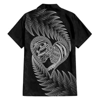 New Zealand Valentine Day Family Matching Off Shoulder Short Dress and Hawaiian Shirt Aotearoa Warrior and Woman Love Heart Maori Pattern LT03 - Polynesian Pride
