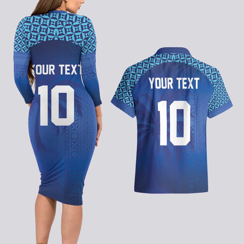 Custom Fiji Football-Towards World Cup 2026 Couples Matching Long Sleeve Bodycon Dress and Hawaiian Shirt LT03 - Polynesian Pride