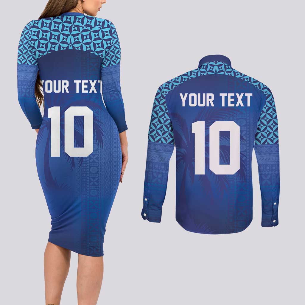 Custom Fiji Football-Towards World Cup 2026 Couples Matching Long Sleeve Bodycon Dress and Long Sleeve Button Shirt LT03 - Polynesian Pride