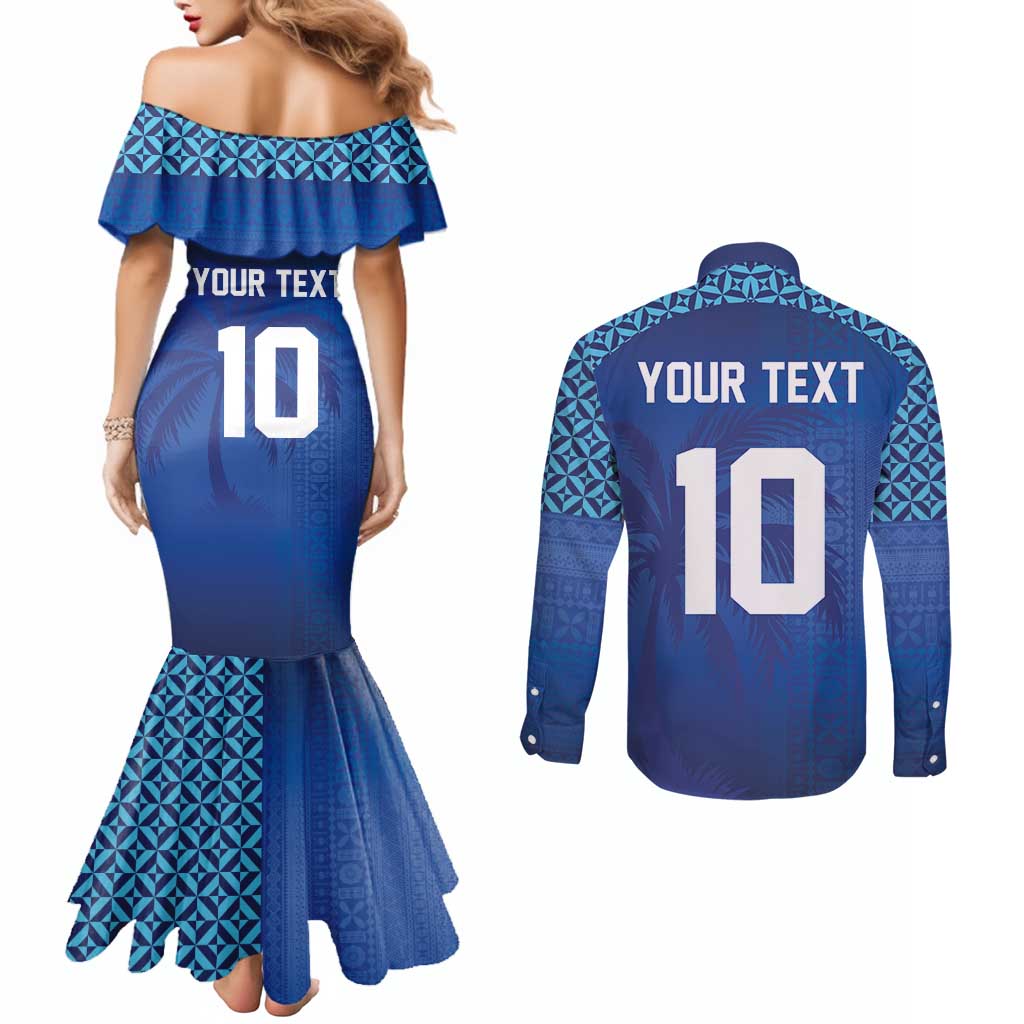 Custom Fiji Football-Towards World Cup 2026 Couples Matching Mermaid Dress and Long Sleeve Button Shirt LT03 - Polynesian Pride