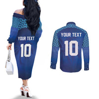 Custom Fiji Football-Towards World Cup 2026 Couples Matching Off The Shoulder Long Sleeve Dress and Long Sleeve Button Shirt LT03 - Polynesian Pride