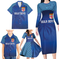 Custom Fiji Football-Towards World Cup 2026 Family Matching Long Sleeve Bodycon Dress and Hawaiian Shirt LT03 - Polynesian Pride