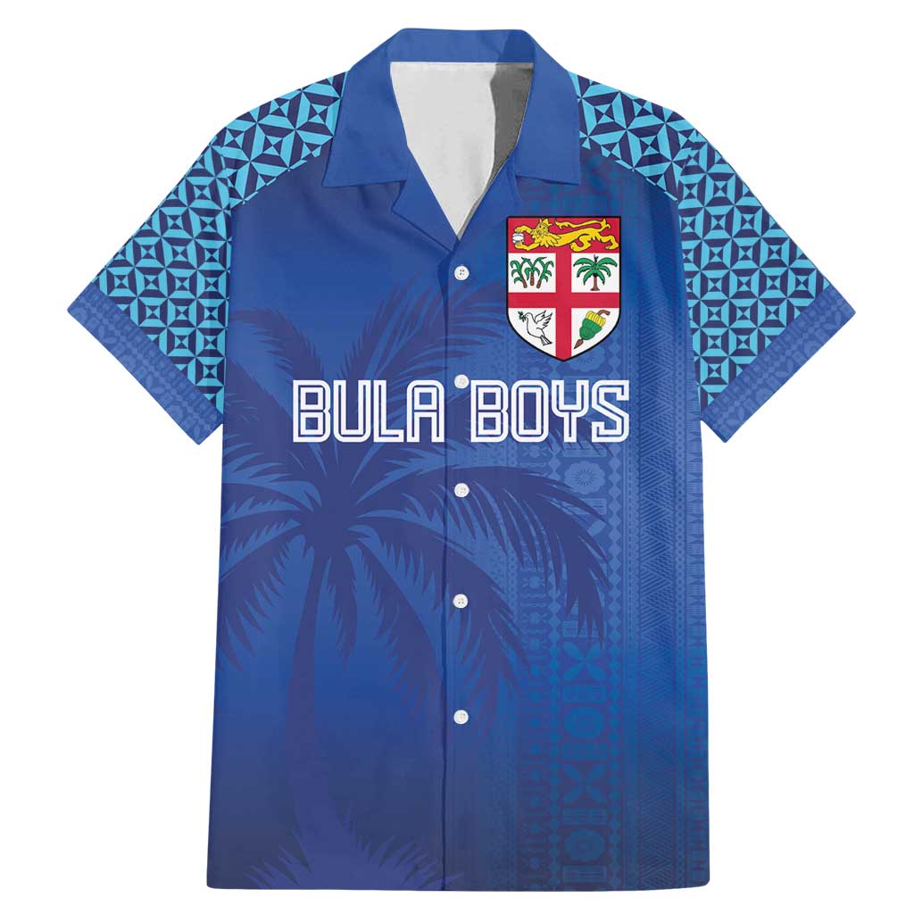 Custom Fiji Football-Towards World Cup 2026 Family Matching Mermaid Dress and Hawaiian Shirt LT03 Dad's Shirt - Short Sleeve Blue - Polynesian Pride