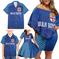 Custom Fiji Football-Towards World Cup 2026 Family Matching Off Shoulder Short Dress and Hawaiian Shirt LT03 - Polynesian Pride