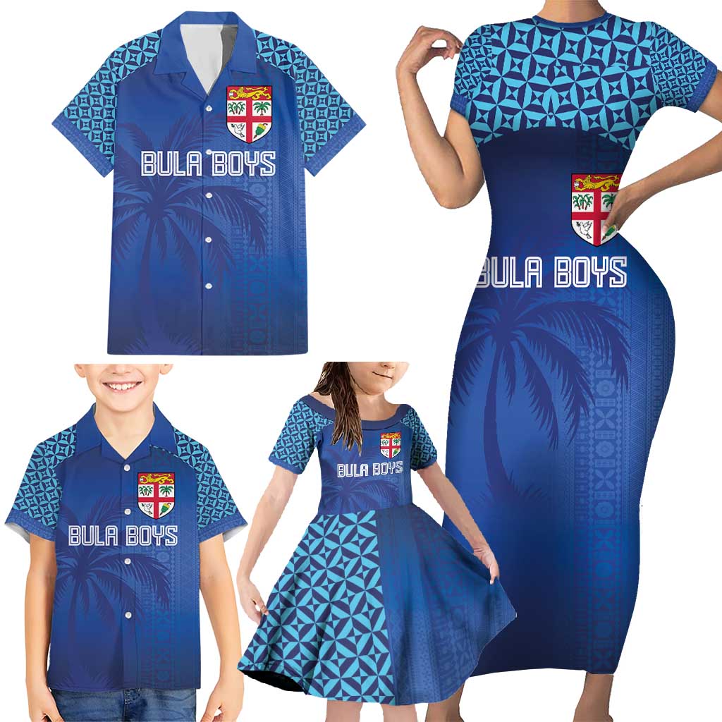 Custom Fiji Football-Towards World Cup 2026 Family Matching Short Sleeve Bodycon Dress and Hawaiian Shirt LT03 - Polynesian Pride