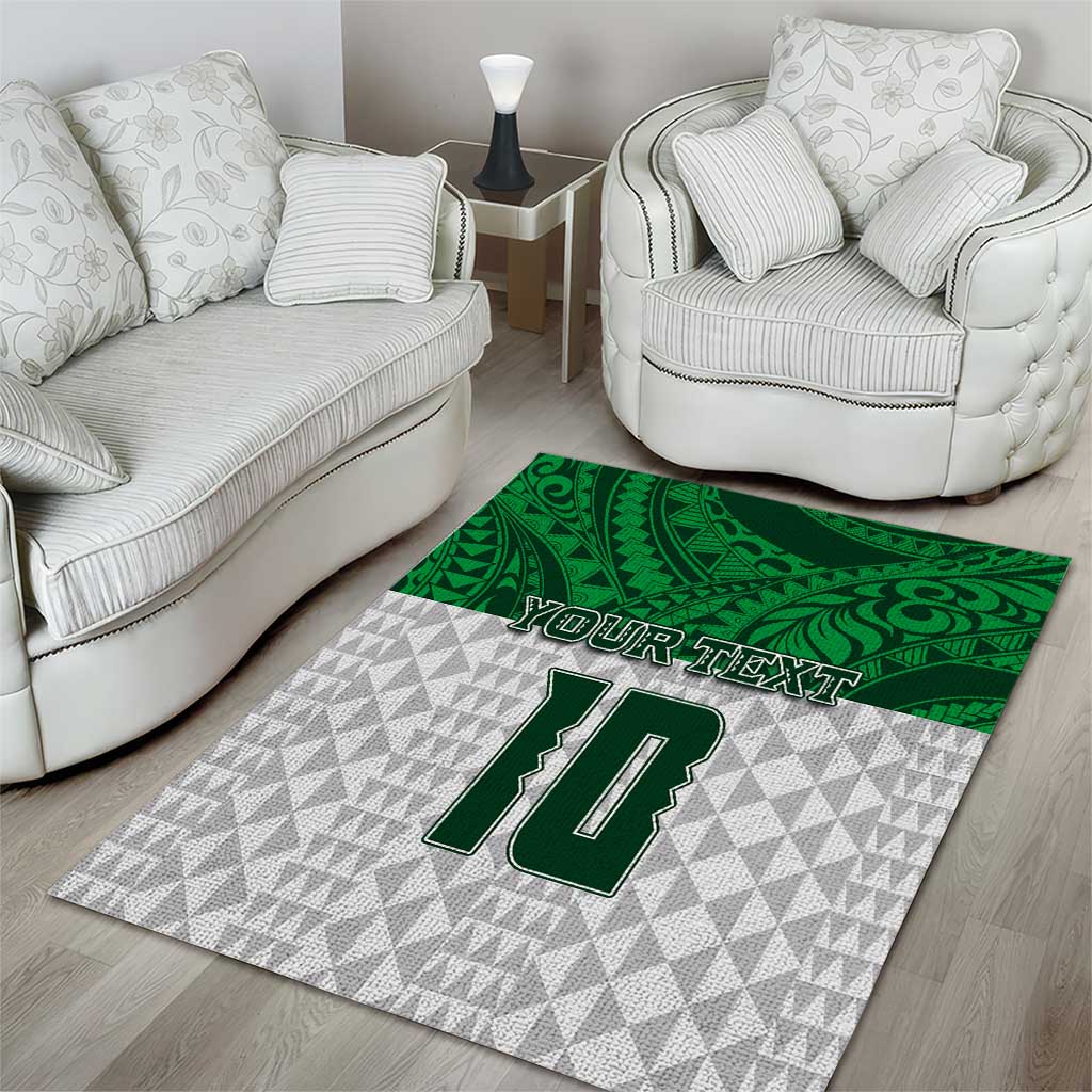 Custom Hawaii Volleyball-Kakau Motif Green Color Area Rug