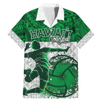 Custom Hawaii Volleyball-Kakau Motif Green Color Family Matching Mermaid Dress and Hawaiian Shirt LT03 Dad's Shirt - Short Sleeve Green - Polynesian Pride