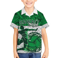 Custom Hawaii Volleyball-Kakau Motif Green Color Family Matching Off Shoulder Maxi Dress and Hawaiian Shirt LT03 Son's Shirt Green - Polynesian Pride