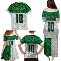 Custom Hawaii Volleyball-Kakau Motif Green Color Family Matching Puletasi and Hawaiian Shirt LT03 - Polynesian Pride