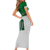 Custom Hawaii Volleyball-Kakau Motif Green Color Family Matching Short Sleeve Bodycon Dress and Hawaiian Shirt LT03 - Polynesian Pride