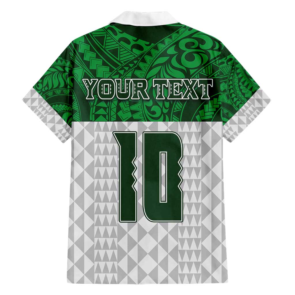 Custom Hawaii Volleyball-Kakau Motif Green Color Family Matching Tank Maxi Dress and Hawaiian Shirt LT03 - Polynesian Pride