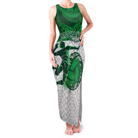 Custom Hawaii Volleyball-Kakau Motif Green Color Family Matching Tank Maxi Dress and Hawaiian Shirt LT03 Mom's Dress Green - Polynesian Pride