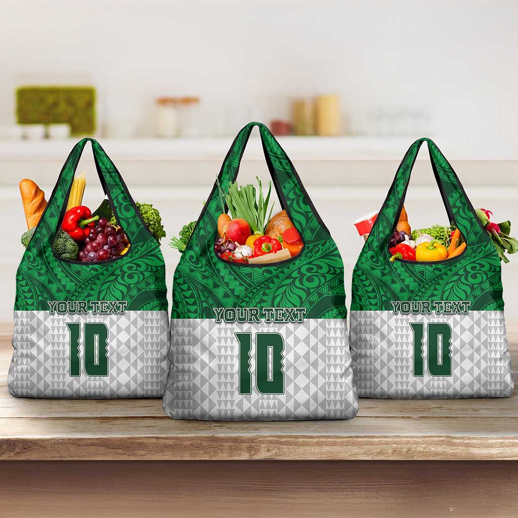 Custom Hawaii Volleyball-Kakau Motif Green Color Grocery Bag LT03 3-pack One Size Green - Polynesian Pride