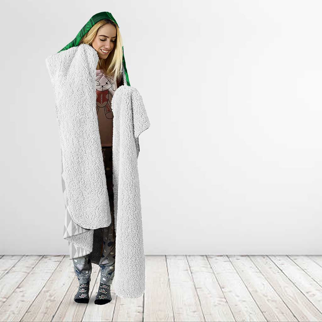 Custom Hawaii Volleyball-Kakau Motif Green Color Hooded Blanket