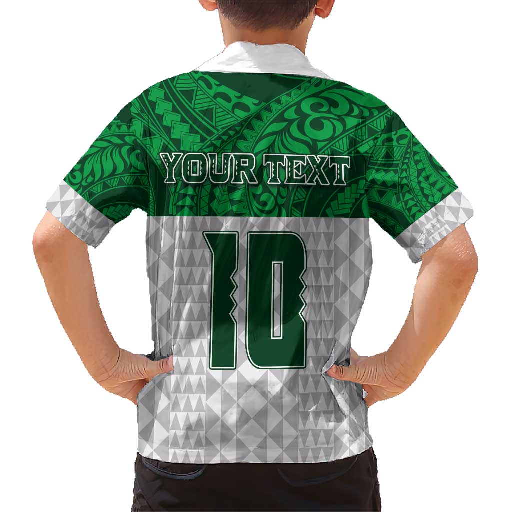 Custom Hawaii Volleyball-Kakau Motif Green Color Kid Hawaiian Shirt