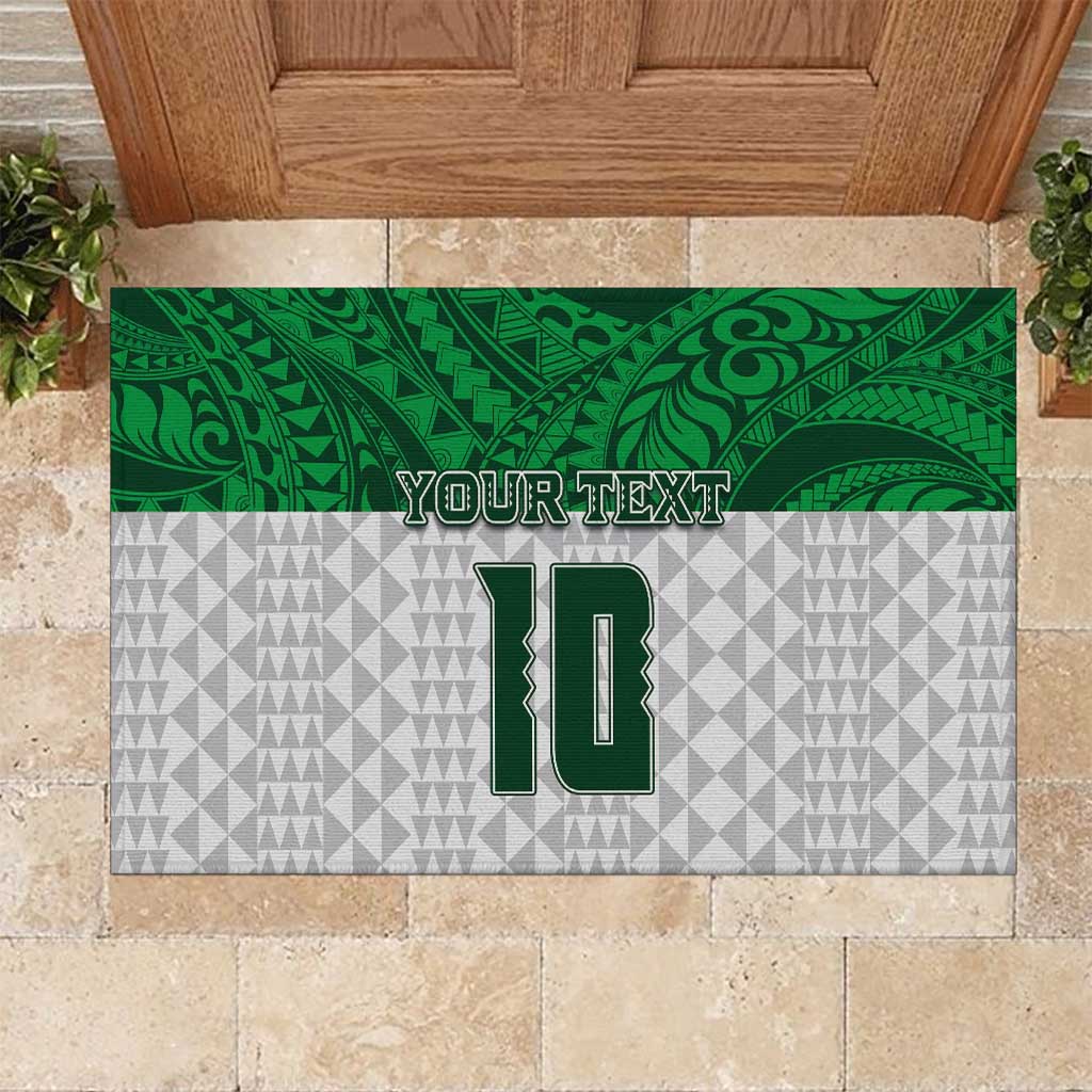 Custom Hawaii Volleyball-Kakau Motif Green Color Rubber Doormat LT03 Green - Polynesian Pride
