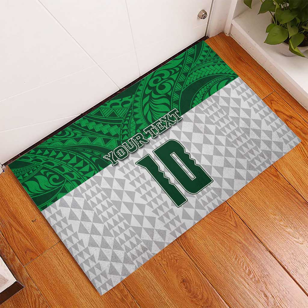 Custom Hawaii Volleyball-Kakau Motif Green Color Rubber Doormat LT03 - Polynesian Pride