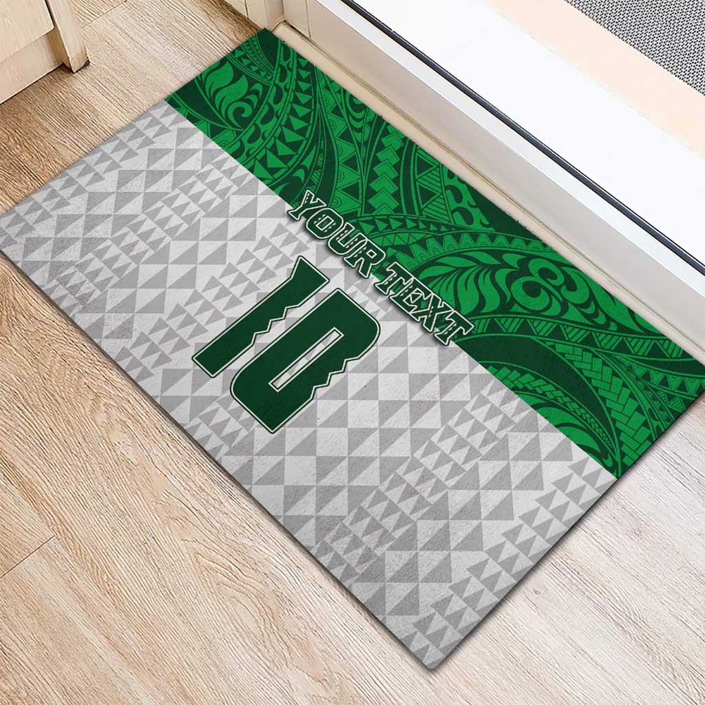 Custom Hawaii Volleyball-Kakau Motif Green Color Rubber Doormat LT03 - Polynesian Pride