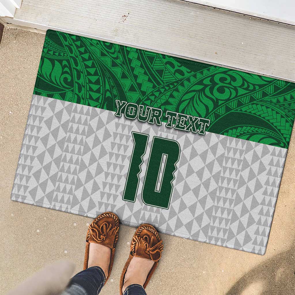 Custom Hawaii Volleyball-Kakau Motif Green Color Rubber Doormat LT03 - Polynesian Pride