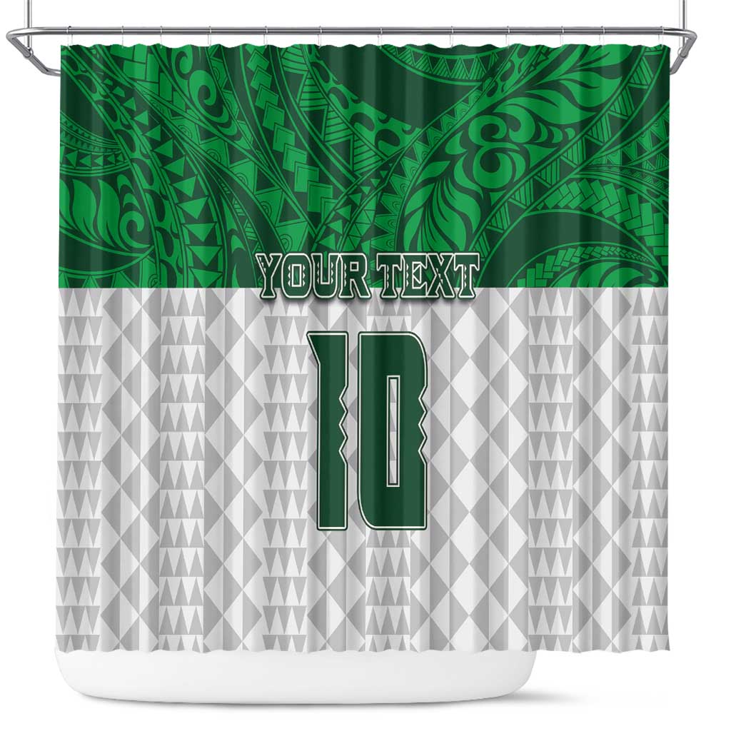 Custom Hawaii Volleyball-Kakau Motif Green Color Shower Curtain LT03 Green - Polynesian Pride
