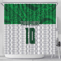 Custom Hawaii Volleyball-Kakau Motif Green Color Shower Curtain LT03 - Polynesian Pride