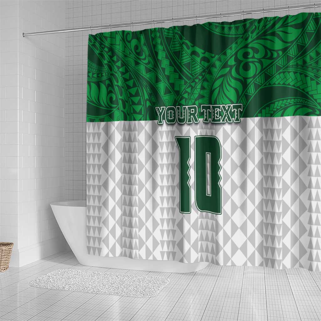 Custom Hawaii Volleyball-Kakau Motif Green Color Shower Curtain LT03 - Polynesian Pride