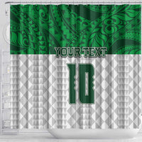 Custom Hawaii Volleyball-Kakau Motif Green Color Shower Curtain LT03 - Polynesian Pride