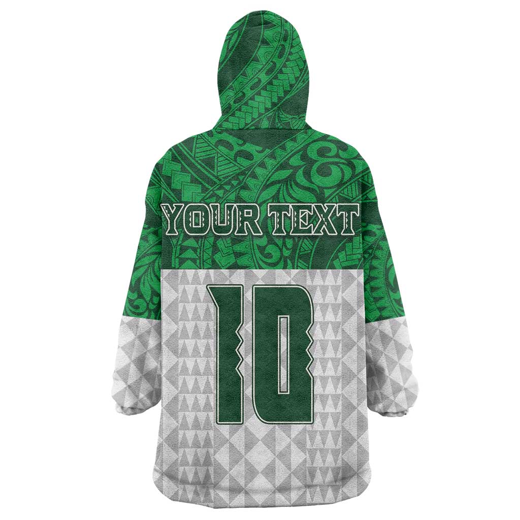 Custom Hawaii Volleyball-Kakau Motif Green Color Wearable Blanket Hoodie