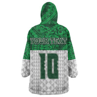 Custom Hawaii Volleyball-Kakau Motif Green Color Wearable Blanket Hoodie
