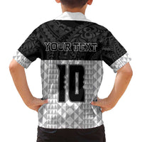 Custom Hawaii Volleyball-Kakau Motif Grayscale Color Family Matching Long Sleeve Bodycon Dress and Hawaiian Shirt LT03 - Polynesian Pride