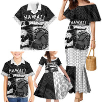 Custom Hawaii Volleyball-Kakau Motif Grayscale Color Family Matching Mermaid Dress and Hawaiian Shirt LT03 - Polynesian Pride