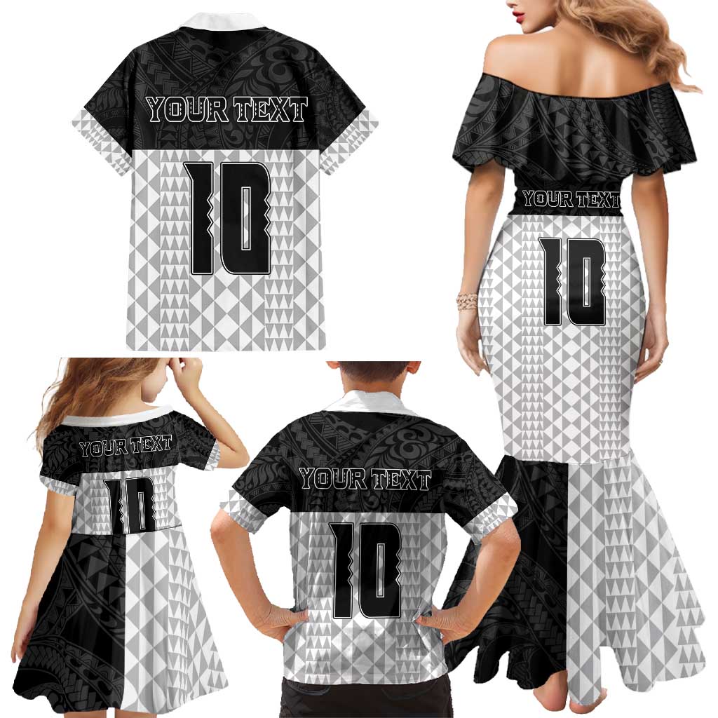 Custom Hawaii Volleyball-Kakau Motif Grayscale Color Family Matching Mermaid Dress and Hawaiian Shirt LT03 - Polynesian Pride