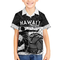 Custom Hawaii Volleyball-Kakau Motif Grayscale Color Family Matching Off Shoulder Maxi Dress and Hawaiian Shirt LT03 Son's Shirt Black - Polynesian Pride