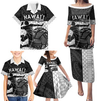 Custom Hawaii Volleyball-Kakau Motif Grayscale Color Family Matching Puletasi and Hawaiian Shirt LT03 - Polynesian Pride