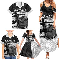 Custom Hawaii Volleyball-Kakau Motif Grayscale Color Family Matching Summer Maxi Dress and Hawaiian Shirt LT03 - Polynesian Pride