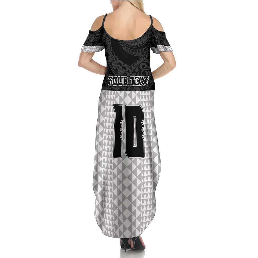 Custom Hawaii Volleyball-Kakau Motif Grayscale Color Family Matching Summer Maxi Dress and Hawaiian Shirt LT03 - Polynesian Pride