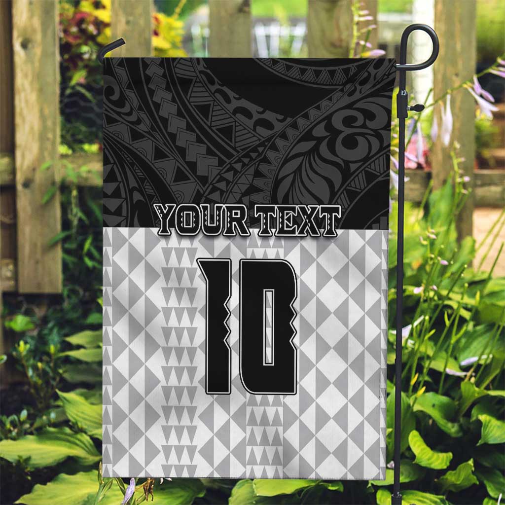 Custom Hawaii Volleyball-Kakau Motif Grayscale Color Garden Flag