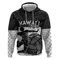 Custom Hawaii Volleyball-Kakau Motif Grayscale Color Hoodie LT03 Pullover Hoodie Black - Polynesian Pride