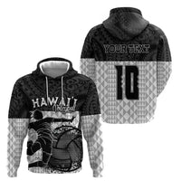 Custom Hawaii Volleyball-Kakau Motif Grayscale Color Hoodie LT03 - Polynesian Pride
