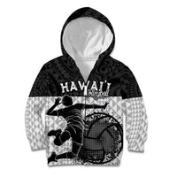 Custom Hawaii Volleyball-Kakau Motif Grayscale Color Kid Hoodie LT03 Zip Hoodie Black - Polynesian Pride