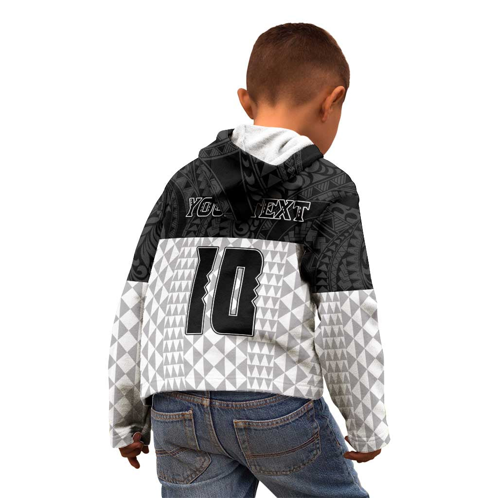Custom Hawaii Volleyball-Kakau Motif Grayscale Color Kid Hoodie LT03 - Polynesian Pride