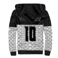 Custom Hawaii Volleyball-Kakau Motif Grayscale Color Sherpa Hoodie