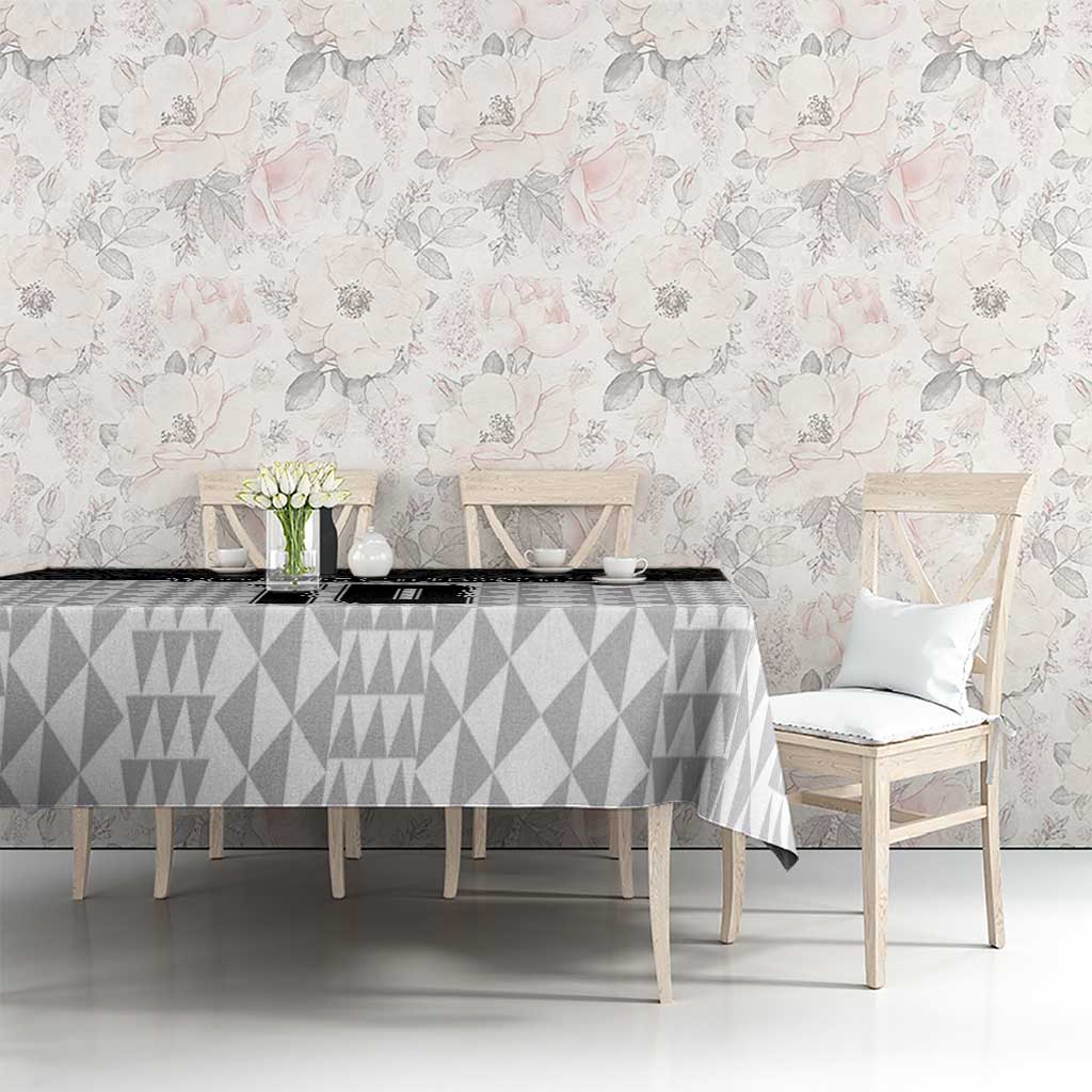 Custom Hawaii Volleyball-Kakau Motif Grayscale Color Tablecloth