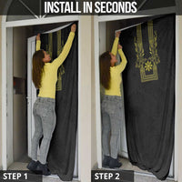 Philippines Barong Style Door Cover with Polynesian Art and Leaf Motif Black-Gold Color
