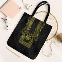 Philippines Barong Style Tote Bag with Polynesian Art and Leaf Motif Black-Gold Color